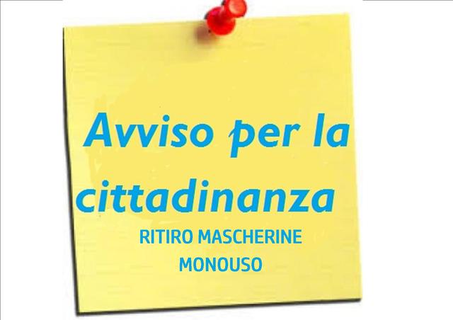 AVVISO PUBBLICO - RITIRO MASCHERINE MONOUSO