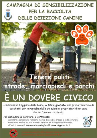 Campagna di sensibilizzazione per la raccolta delle deiezioni canine